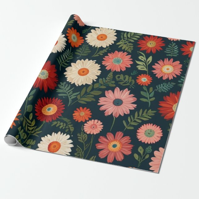 Papel De Presente Padrão Floral (Desenrolado)