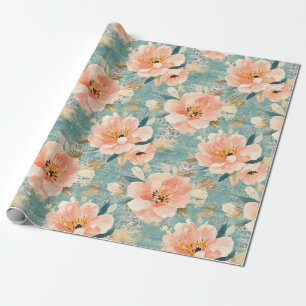 Papel De Presente Padrão Floral Abstrato em Aquarela Vintage