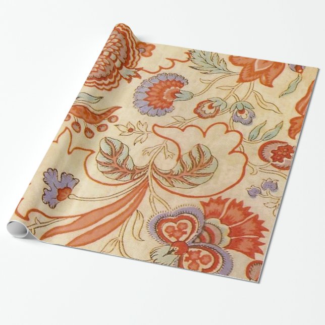 Papel De Presente Padrão Floral Antiquado Chintz Paisley (Desenrolado)