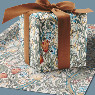 Papel De Presente Padrão Floral Art Nouveau Lírio de William Morris