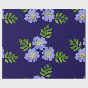 Papel De Presente Padrão Floral Azul.