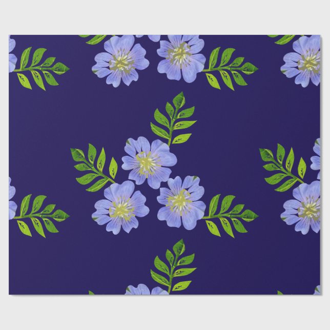 Papel De Presente Padrão Floral Azul. (Aberto)