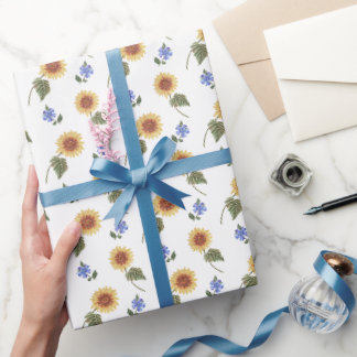 Papel De Presente Padrão floral azul/amarelo ucraniano. Ucrânia