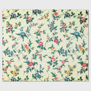 Papel De Presente Padrão floral azul do Vintage rosa vermelha