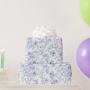 Papel De Presente Padrão Floral Azul Elegance do Eterno Vintage