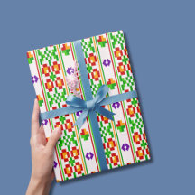 Padrão Floral Boho Moderno de Bordado Cruzado Sem