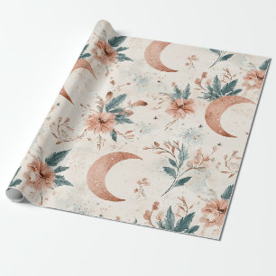 Papel De Presente Padrão Floral Boho Rústico da Lua (5)