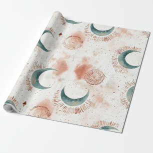Papel De Presente Padrão Floral Boho Rústico da Lua (7)