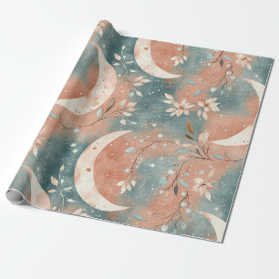 Papel De Presente Padrão Floral Boho Rústico da Lua (8)