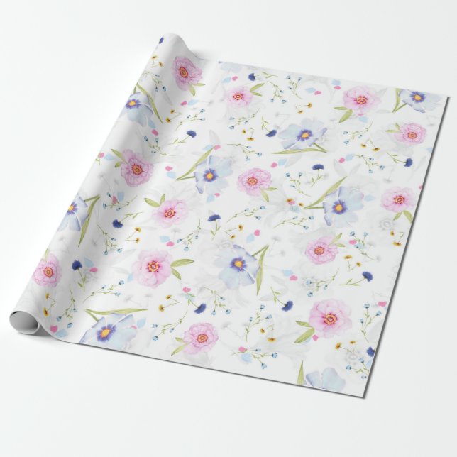 Papel De Presente Padrão Floral bonito (Desenrolado)