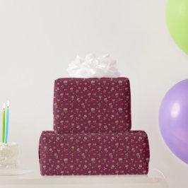 Papel De Presente Padrão floral bonito em vermelho