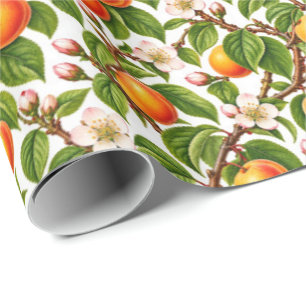 Papel De Presente Padrão Floral Botânico de Damasco Vintage