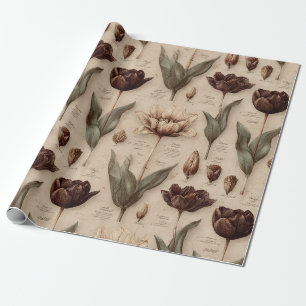 Papel De Presente Padrão Floral Botânico Vintage (6)