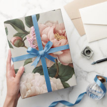 Padrão Floral Branco de Peônia com Rubor Feminino