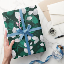 Padrão Floral Branco Folha Esmeralda Elegante