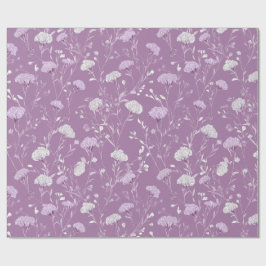 Papel De Presente Padrão Floral Branco Lavanda Roxa Suave
