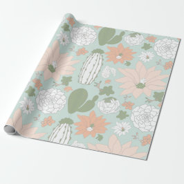 Papel De Presente Padrão Floral Caprichoso de Cactus