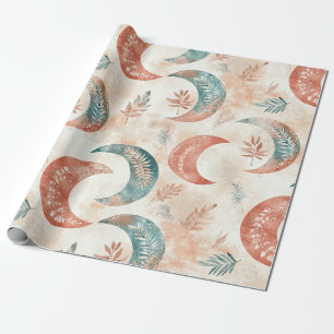 Papel De Presente Padrão Floral Celestial Boho Lua (2)
