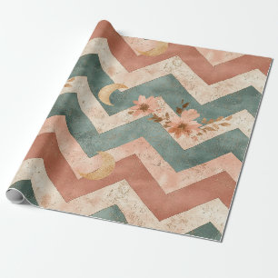 Papel De Presente Padrão Floral Chevron da Lua Rústica (6)