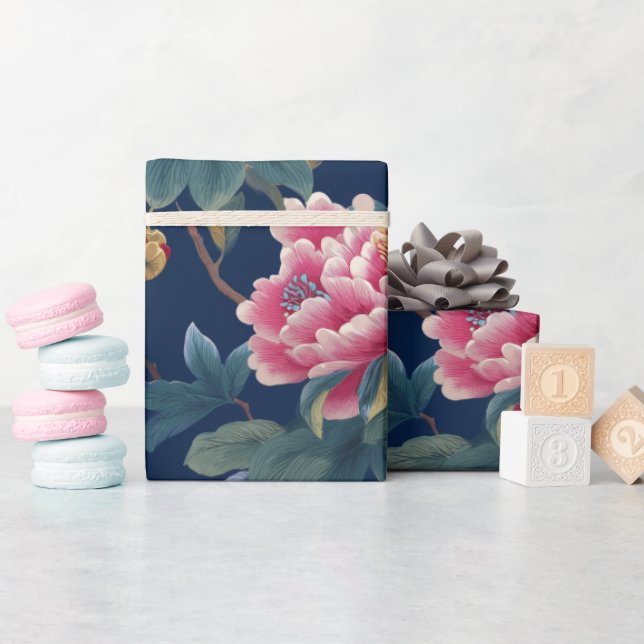Papel De Presente Padrão Floral Chinesice (Chá de bebê)