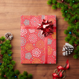 Papel De Presente Padrão Floral Colorido