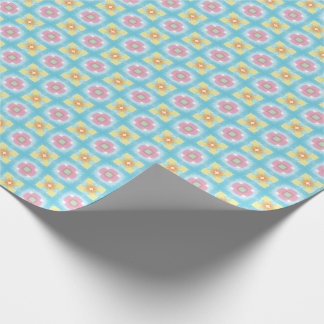 Papel De Presente Padrão floral cor-de-rosa azul 60s 70s