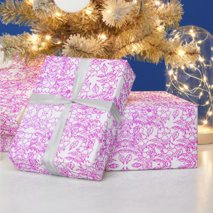 Papel De Presente Padrão floral cor-de-rosa em aquarela elegante em