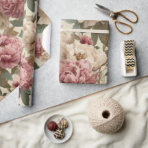 Padrão Floral Creme Peônia Bege Vintage