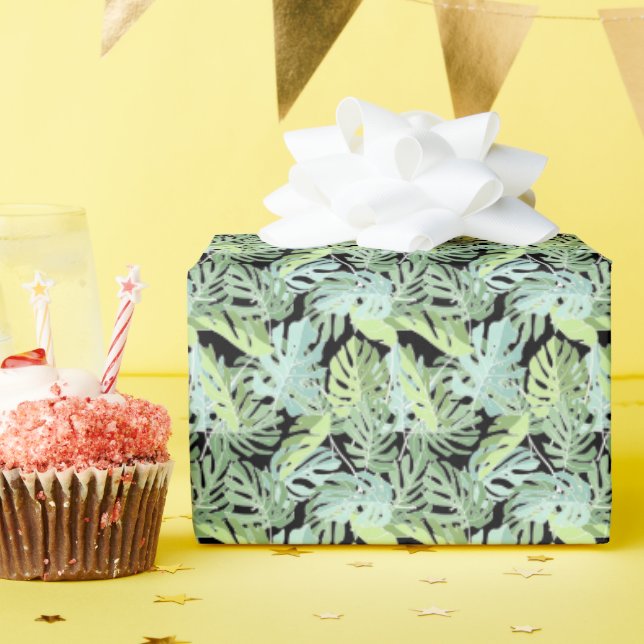 Papel De Presente Padrão Floral da Selva (Festa de aniversário)