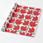 Papel De Presente Padrão Floral das Flores Vermelhas<br><div class="desc">Papel De Acondicionamento Floral De Padrões De Flores Vermelhas. Abstrato vermelho flores verdes folhas padrão floral.</div>