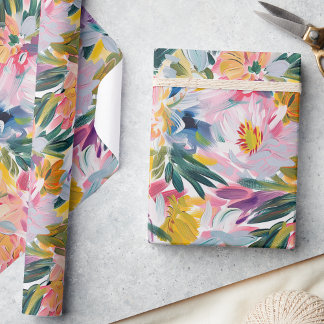 Papel De Presente Padrão Floral de Abstrato cor-de-rosa Elegante Pas