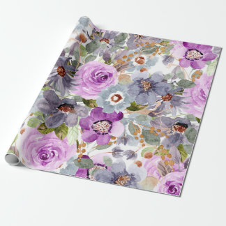 Papel De Presente Padrão Floral de Aquarela