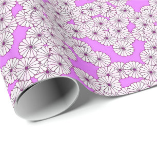 Papel De Presente Padrão floral de Art Deco - branco em orquídea