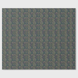 Papel De Presente Padrão Floral de Cardo e Tartã Escocesa Patrimônio