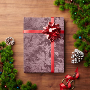 Papel De Presente Padrão floral de damascos reais de ouro-rosa elega