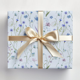 Papel De Presente Padrão Floral de Flor Bonito Roxo Azul