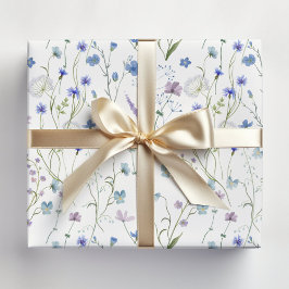 Papel De Presente Padrão Floral de Flor Bonito Roxo Azul