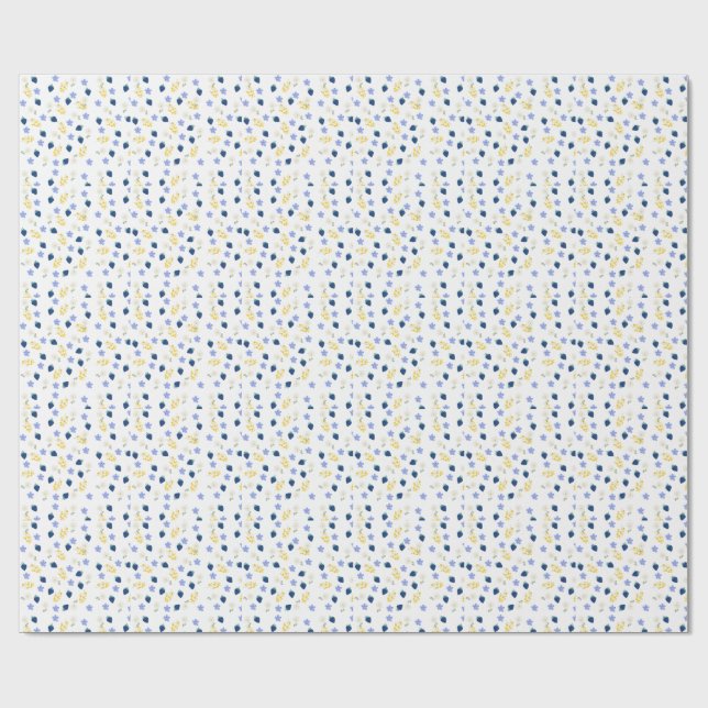 Papel De Presente Padrão Floral de Flor Silvestre e Amora (Aberto)