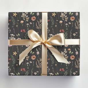Papel De Presente Padrão Floral de Flores Silvestres Bonitas Aquarel
