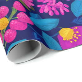 Papel De Presente Padrão Floral de Frutas Brilhantes