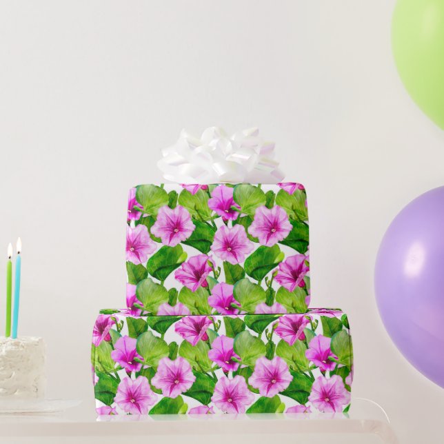 Papel De Presente Padrão Floral de Gloria da Manhã (Presentes para festas)