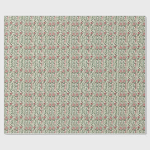 Papel De Presente Padrão Floral de Jardim Inglês Antigo com Pássaros