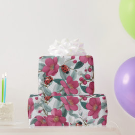 Papel De Presente Padrão Floral de Joaninha