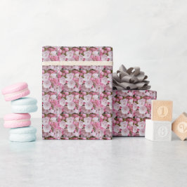 Papel De Presente Padrão Floral de Laurel da Montanha Rosa