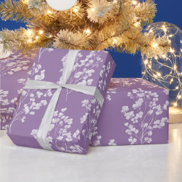 Papel De Presente Padrão Floral de Lilás Lavanda Feminino