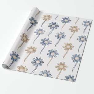 Papel De Presente Padrão Floral de Margarida Minimalista (5)