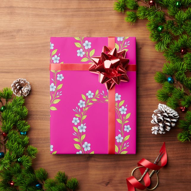 Papel De Presente Padrão floral de menina (Presente de Natal)