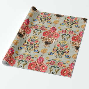 Papel De Presente padrão floral de mughal étnico uniforme em backgro