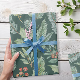 Papel De Presente Padrão Floral de Natal Moderno