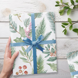 Papel De Presente Padrão Floral de Natal Moderno